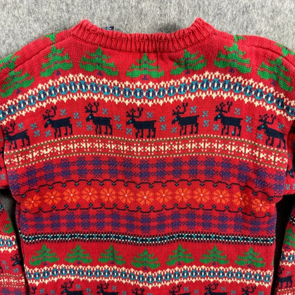 Vintage 90s GAP Kids XL Fair Isle Reindeer Moose Christmas Cardigan Sweater